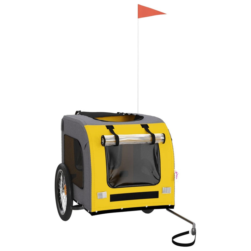 Load image into Gallery viewer, Vidaxl hondenfietstrailer oxfordstof en ijzer geel en grijs
