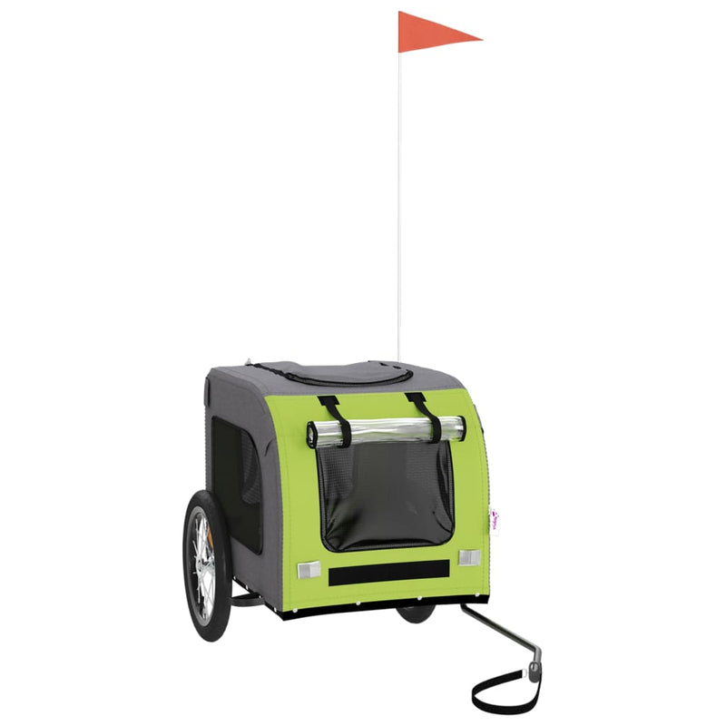 Load image into Gallery viewer, Vidaxl hondenfietstrailer oxford stof en ijzer groen en grijs