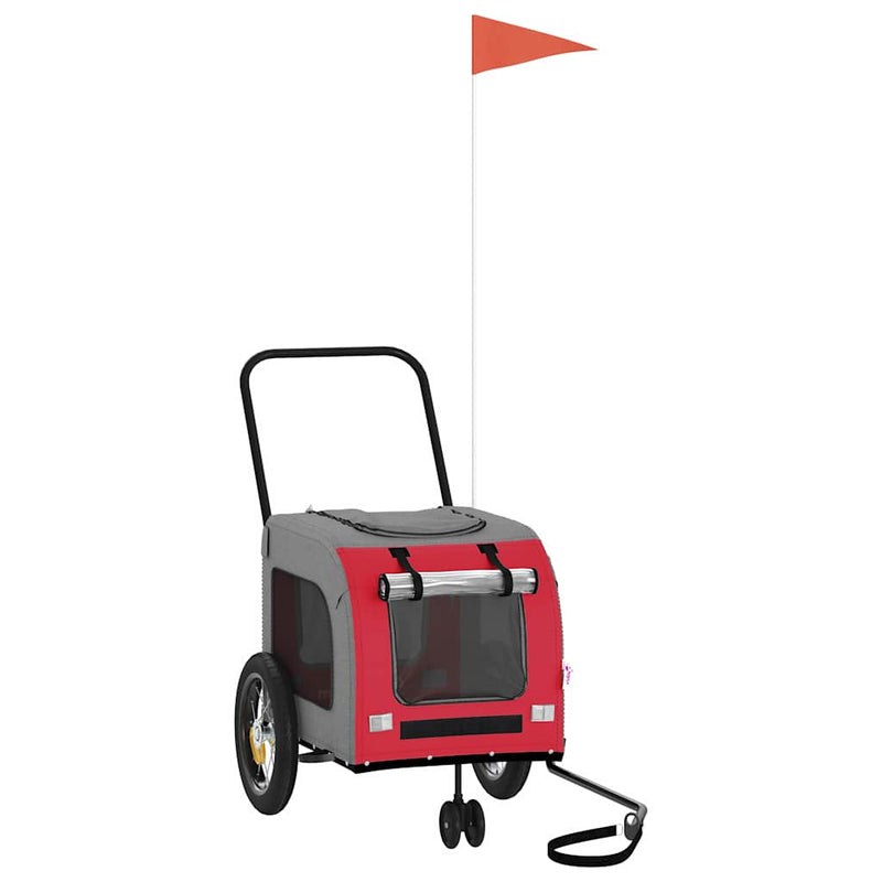 Afbeelding laden in galerijviewer, Vidaxl fietskar voor huisdieren rood en grijs 124,5 x 63,5 x 53 cm