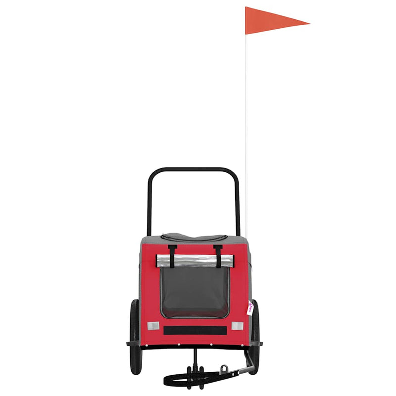 Afbeelding laden in galerijviewer, Vidaxl fietskar voor huisdieren rood en grijs 124,5 x 63,5 x 53 cm