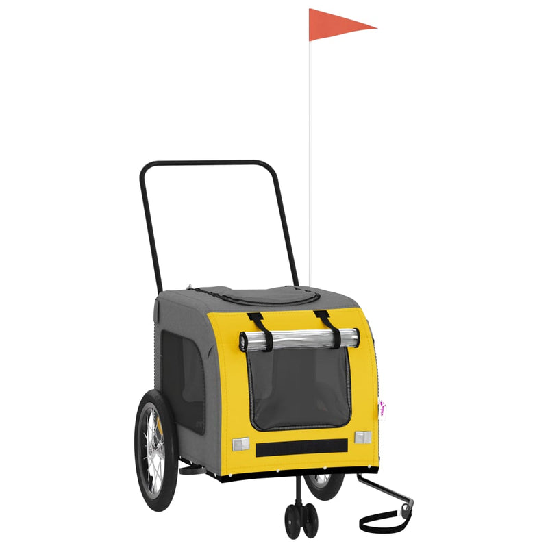 Load image into Gallery viewer, Vidaxl hondenfietstrailer oxford stof en ijzer geel en grijs