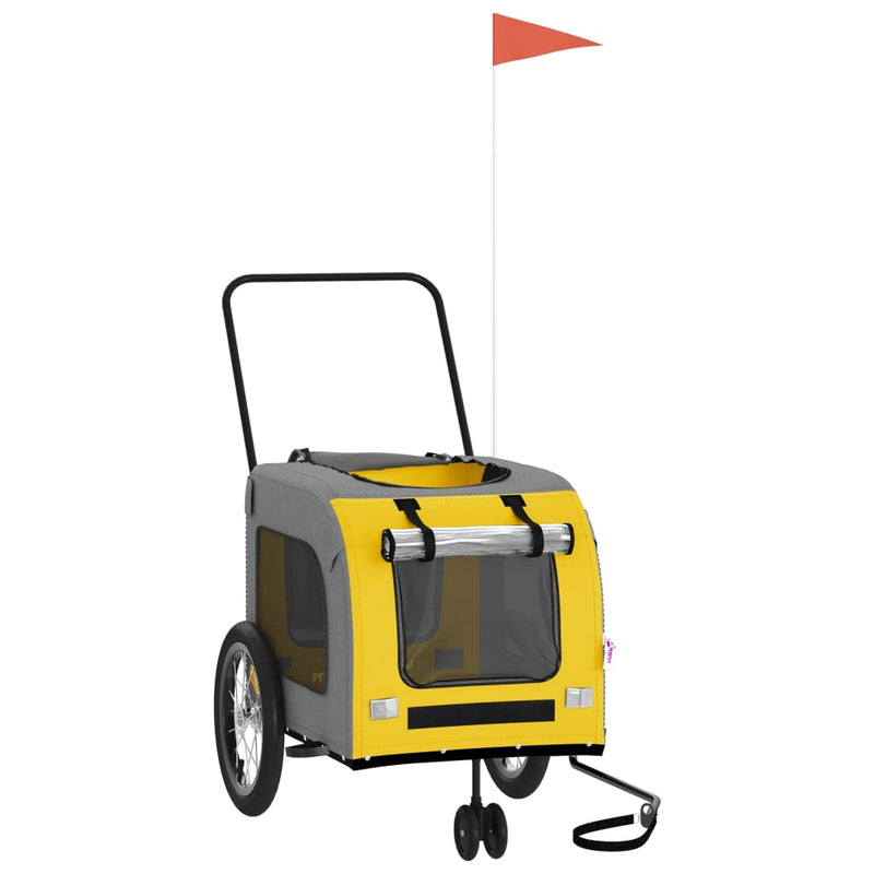 Load image into Gallery viewer, Vidaxl hondenfietstrailer oxford stof en ijzer geel en grijs