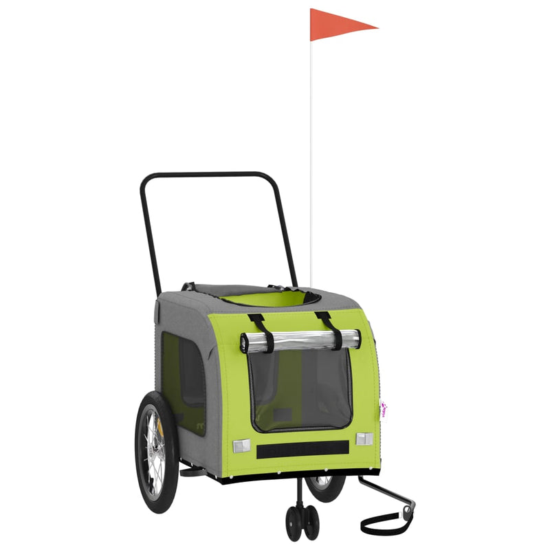 Load image into Gallery viewer, Vidaxl hondenfietstrailer oxford stof en ijzer groen en grijs
