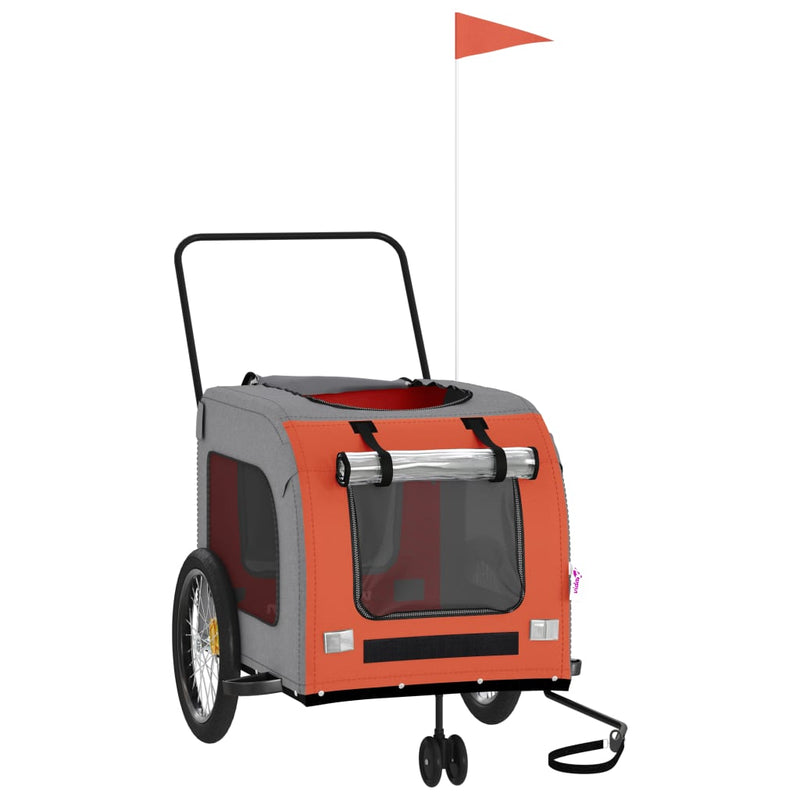 Load image into Gallery viewer, Vidaxl hondenfietstrailer oxford stof en ijzer oranje en grijs