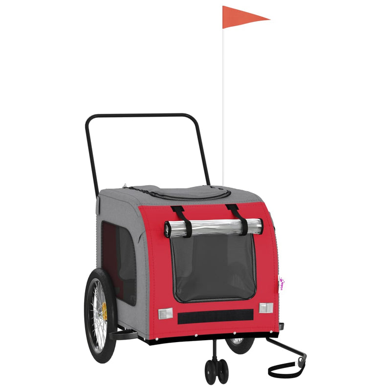 Load image into Gallery viewer, Vidaxl hondenfietstrailer oxford stof en ijzer rood en grijs