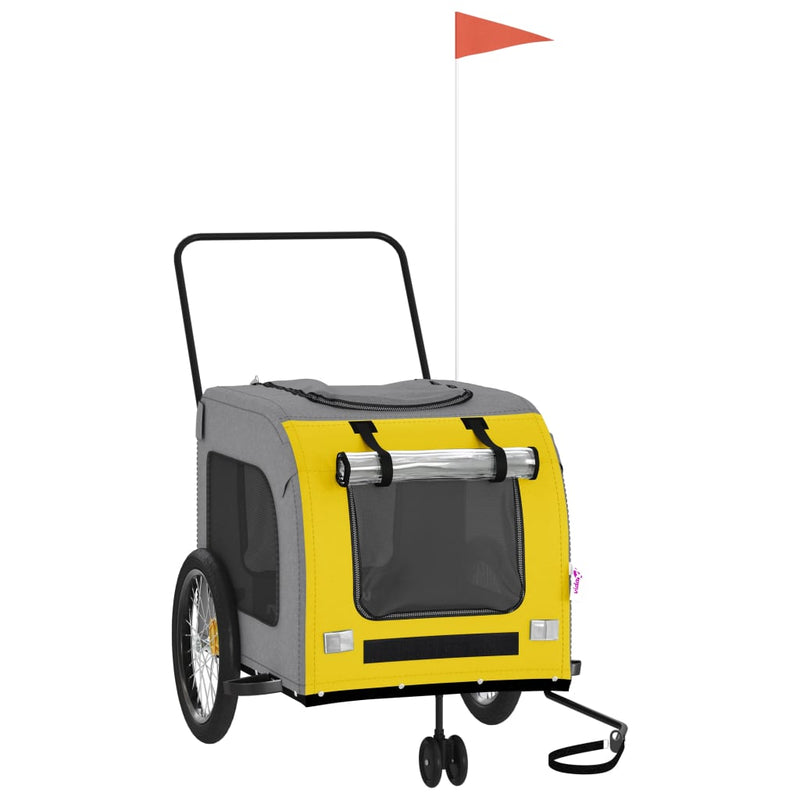 Load image into Gallery viewer, Vidaxl hondenfietstrailer oxford stof en ijzer geel en grijs