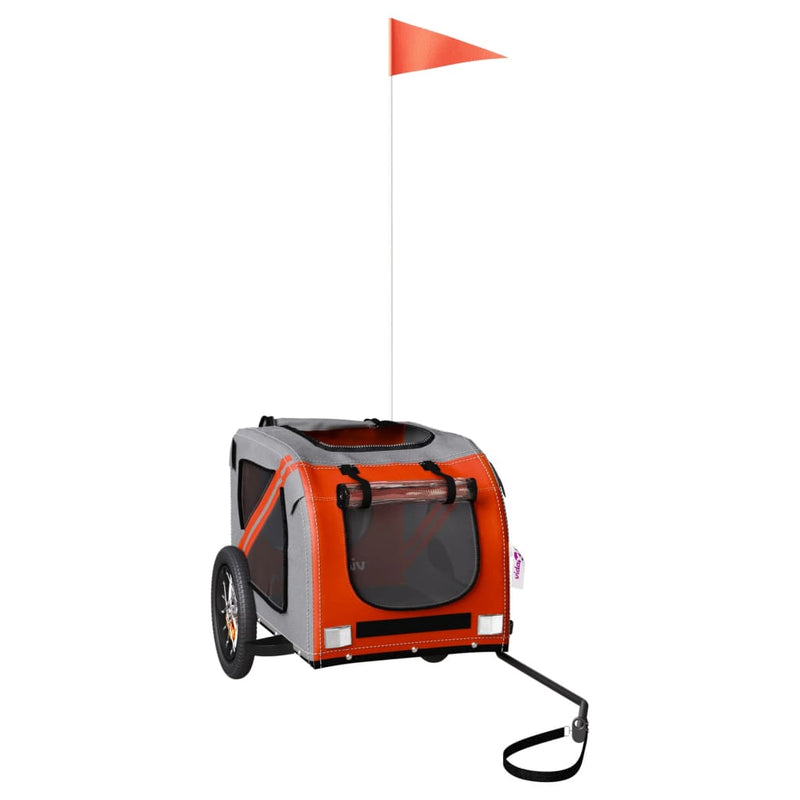 Load image into Gallery viewer, Vidaxl hondenfietstrailer oxford stof en ijzer oranje en grijs