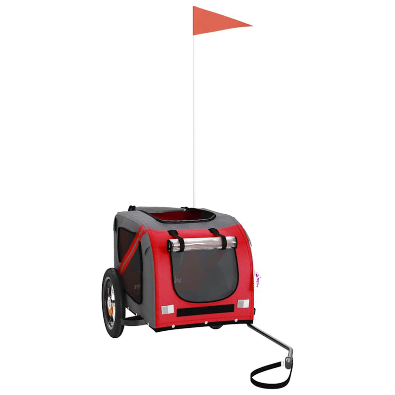 Load image into Gallery viewer, Vidaxl hondenfietstrailer oxford stof en ijzer rood en grijs