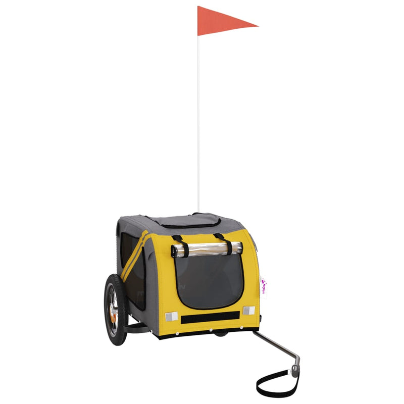 Load image into Gallery viewer, Vidaxl hondenfietstrailer oxford stof en ijzer geel en grijs