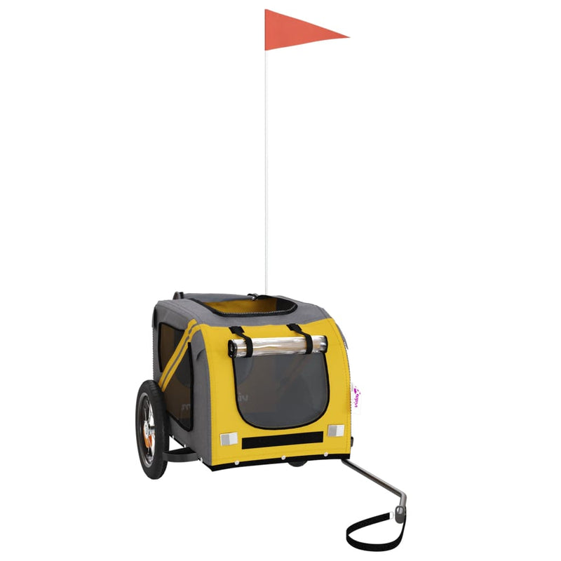 Load image into Gallery viewer, Vidaxl hondenfietstrailer oxford stof en ijzer geel en grijs