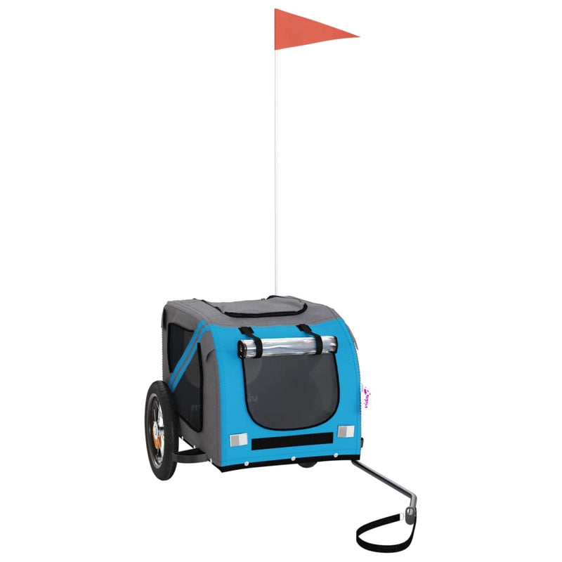 Load image into Gallery viewer, Vidaxl hondenfietstrailer oxford stof en ijzer blauw en grijs