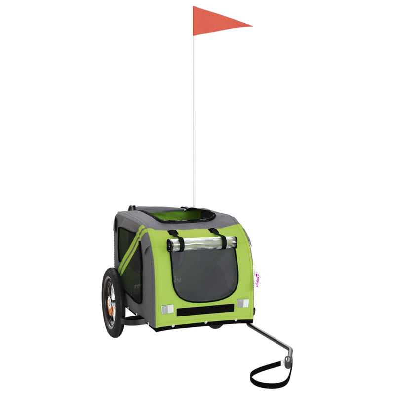 Load image into Gallery viewer, VidaXL Hondenfietstrailer oxford stof en ijzer groen en grijs