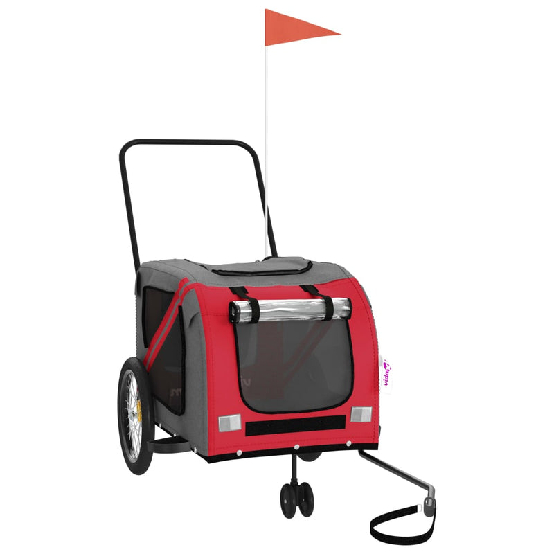Load image into Gallery viewer, Vidaxl hondenfietstrailer oxford stof en ijzer rood en grijs