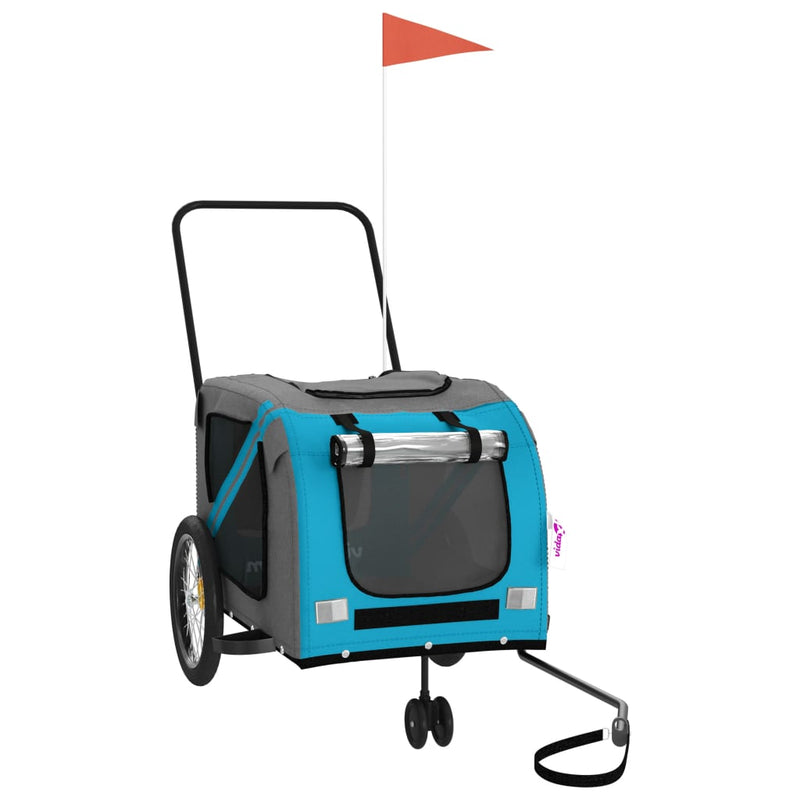 Load image into Gallery viewer, Vidaxl hondenfietstrailer oxford stof en ijzer blauw en grijs