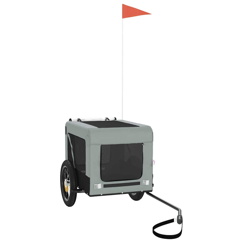 Load image into Gallery viewer, VidaXL Hondenfietstrailer oxfordstof en ijzer grijs en zwart