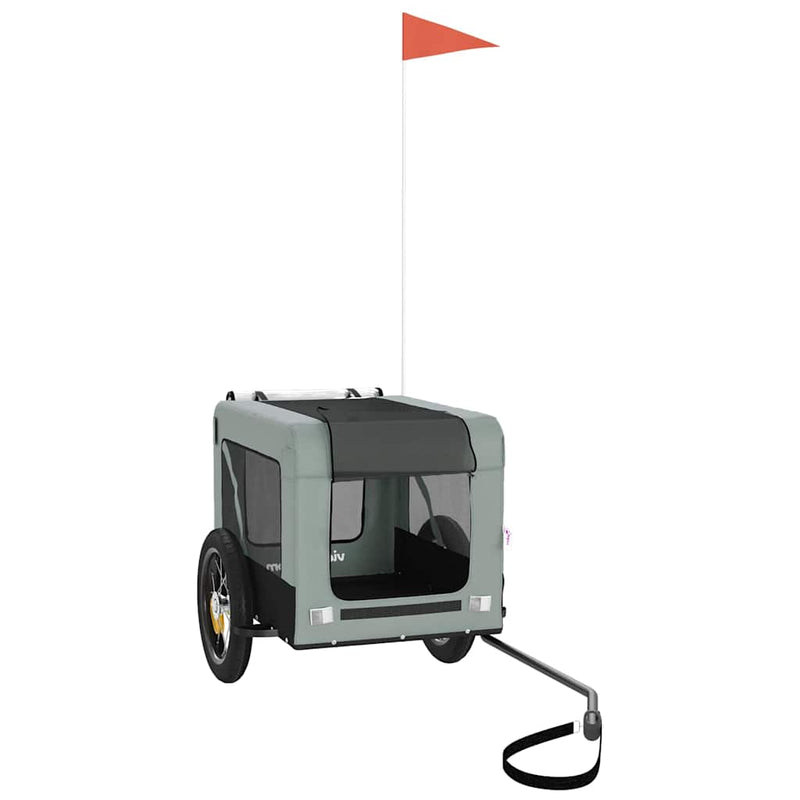 Load image into Gallery viewer, VidaXL Hondenfietstrailer oxfordstof en ijzer grijs en zwart