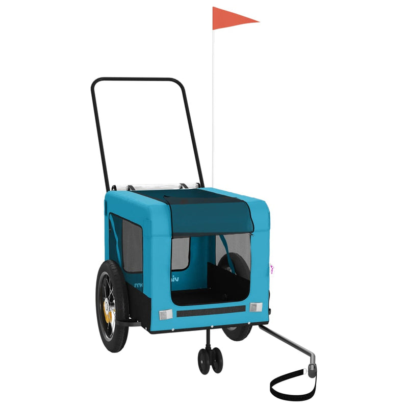 Load image into Gallery viewer, Vidaxl hondenfietstrailer oxford stof en ijzer blauw en zwart