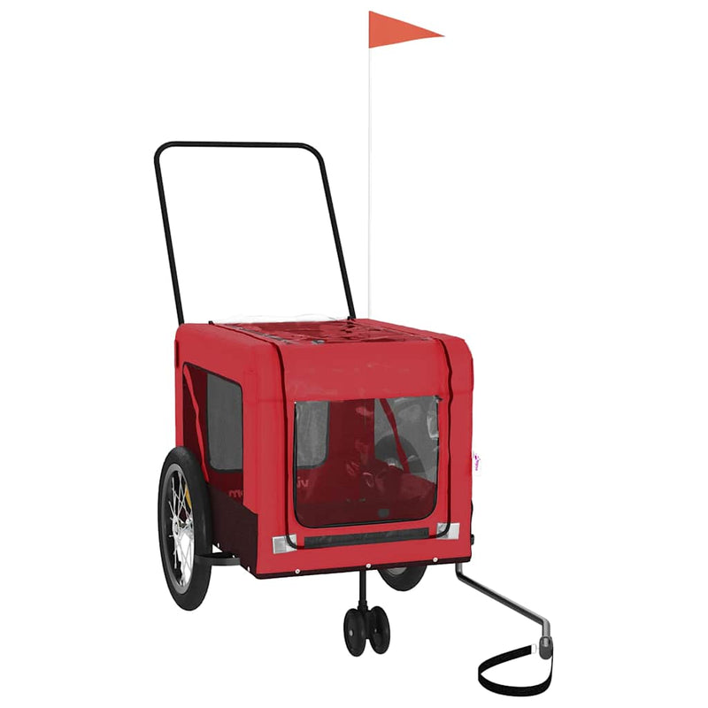 Afbeelding laden in galerijviewer, Vidaxl hondenfietstrailer oxford stof en ijzer rood en zwart