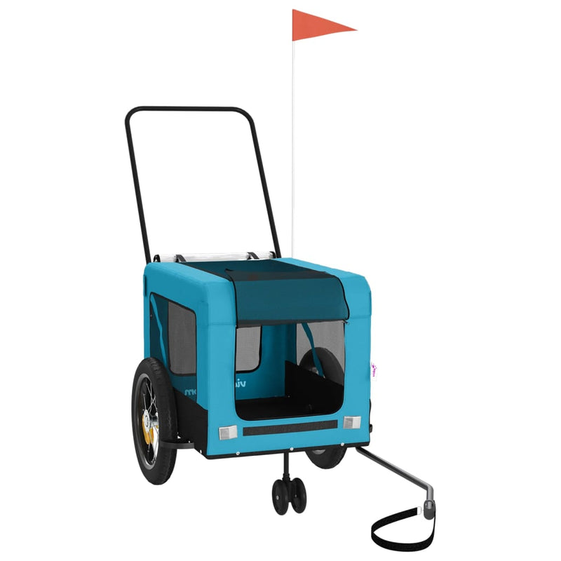 Load image into Gallery viewer, Vidaxl hondenfietstrailer oxford stof en ijzer blauw en zwart