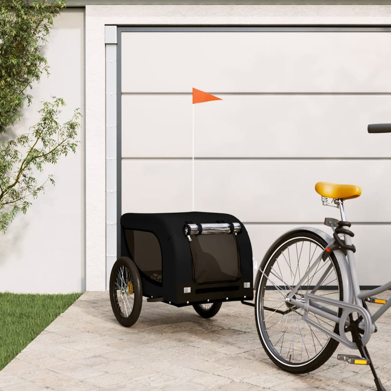 Load image into Gallery viewer, Vidaxl hondenfietstrailer oxford stof en ijzer zwart