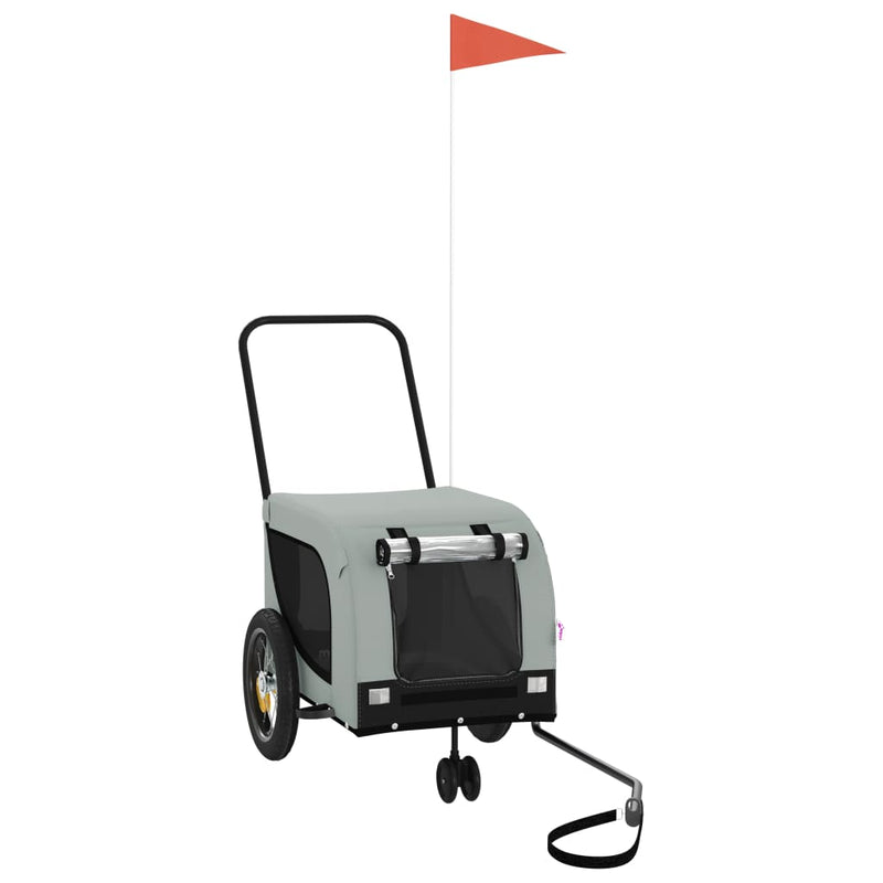 Load image into Gallery viewer, Vidaxl hondenfietstrailer oxford stof en ijzer grijs en zwart