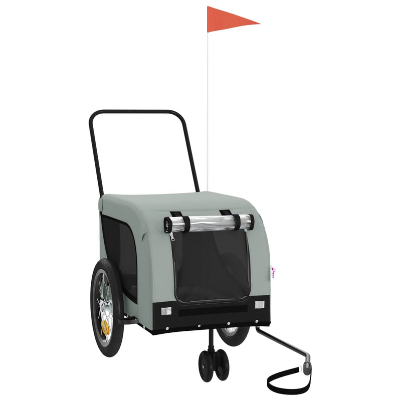Load image into Gallery viewer, Vidaxl hondenfietstrailer oxford stof en ijzer grijs en zwart