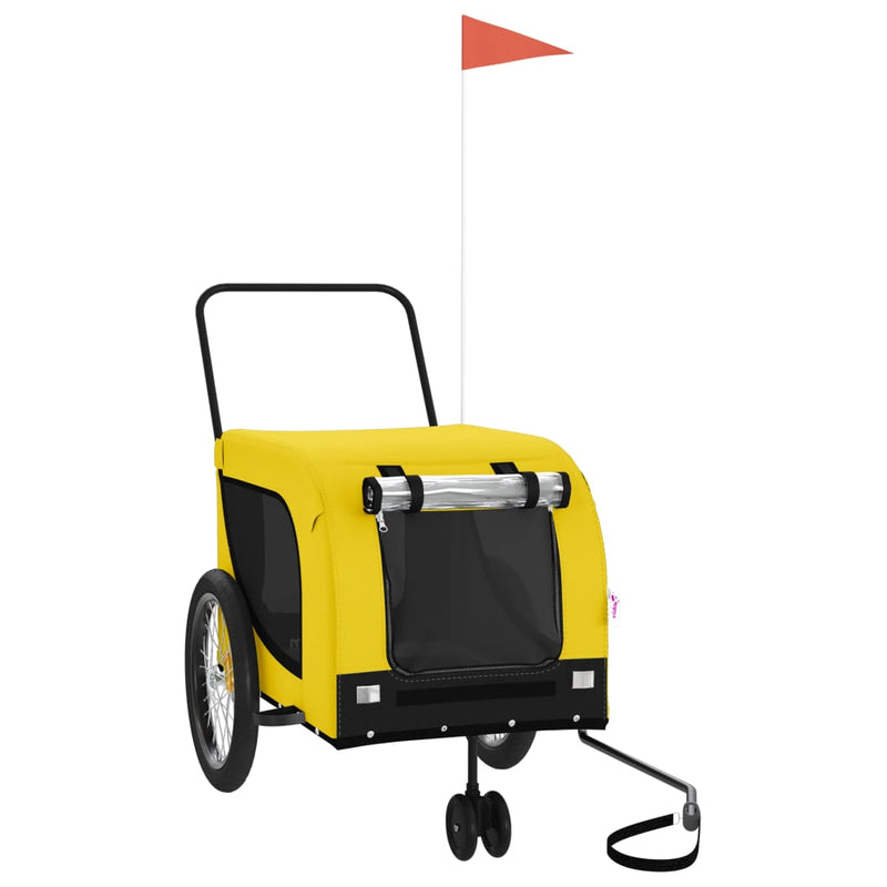 Load image into Gallery viewer, Vidaxl hondenfietstrailer oxford stof en ijzer geel en zwart