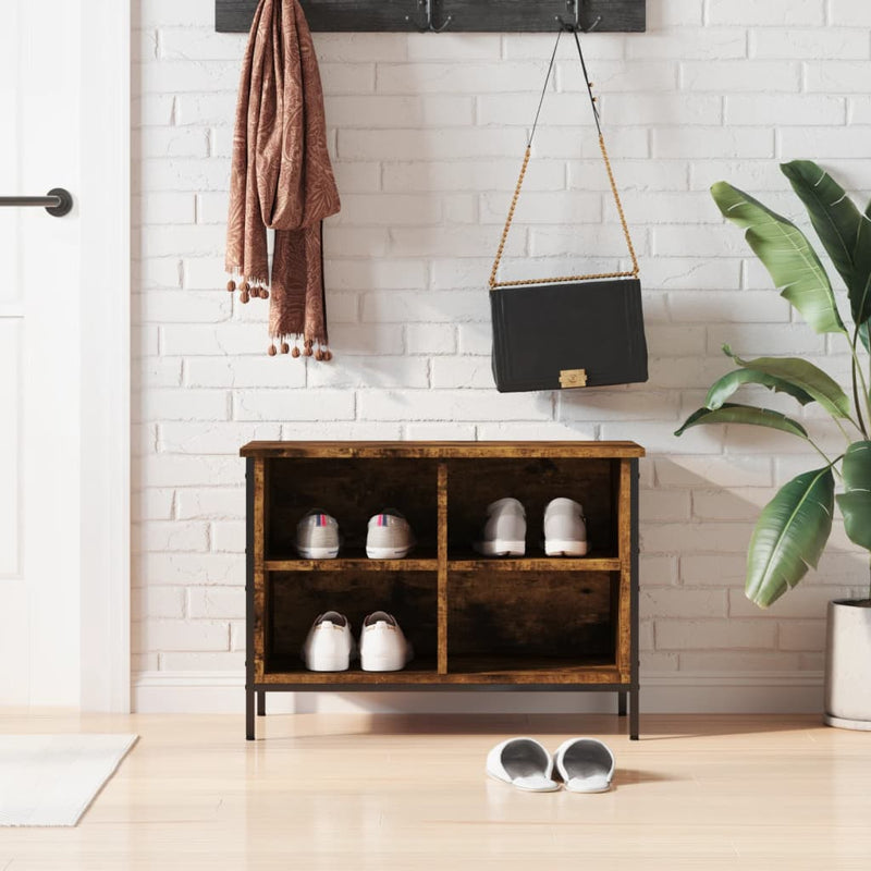 Load image into Gallery viewer, Vidaxl schoenenkast 69x35x50 cm bewerkt hout gerookt eikenkleurig