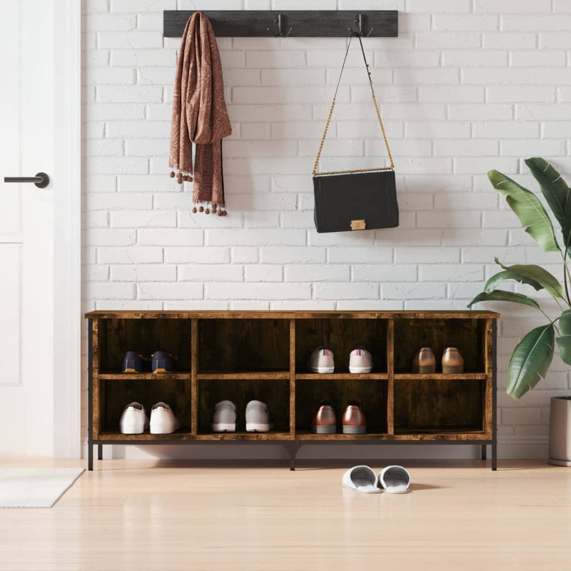 Load image into Gallery viewer, Vidaxl schoenenkast 131x35x50 cm bewerkt hout gerookt eikenkleurig