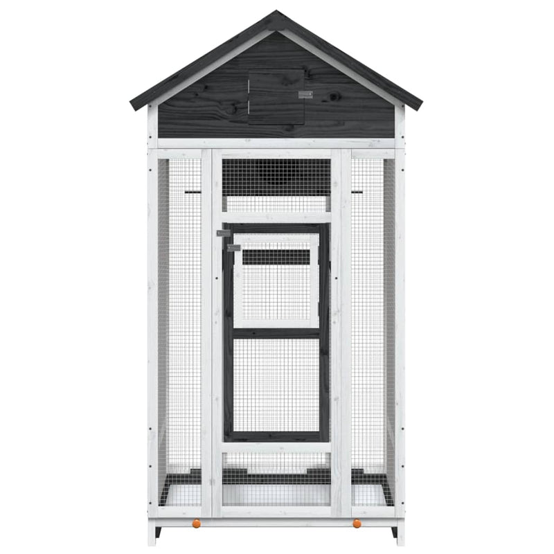 Load image into Gallery viewer, Vidaxl volière 91,5x53x170 cm massief grenenhout grijs