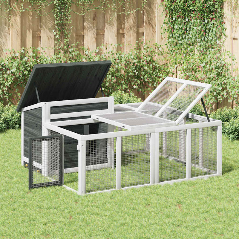 Load image into Gallery viewer, VidaXL Konijnenhok 144x123x67,5 cm massief grenenhout grijs