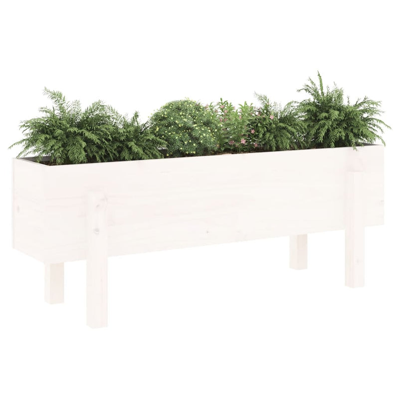 Afbeelding laden in galerijviewer, Vidaxl plantenbak verhoogd 101x30x38 cm massief grenenhout wit