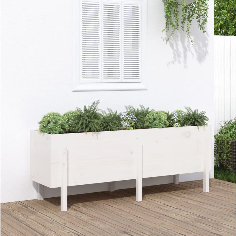 Load image into Gallery viewer, Vidaxl plantenbak verhoogd 160x50x57 cm massief grenenhout wit
