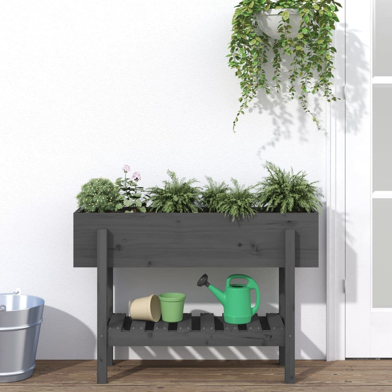 Load image into Gallery viewer, Vidaxl plantenbak verhoogd 101x30x69 cm massief grenenhout grijs