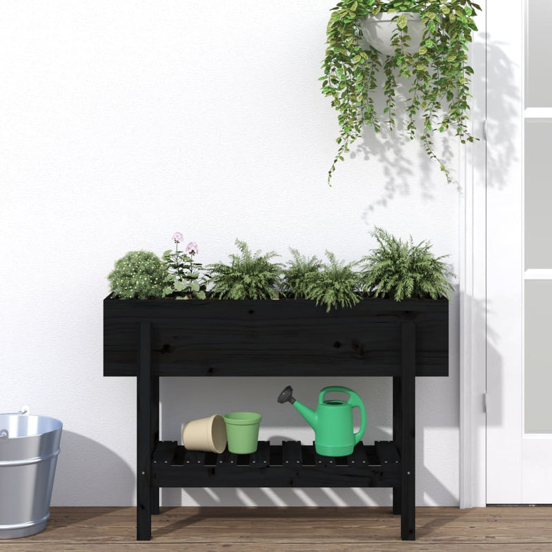 Load image into Gallery viewer, Vidaxl plantenbak verhoogd 101x30x69 cm massief grenenhout zwart