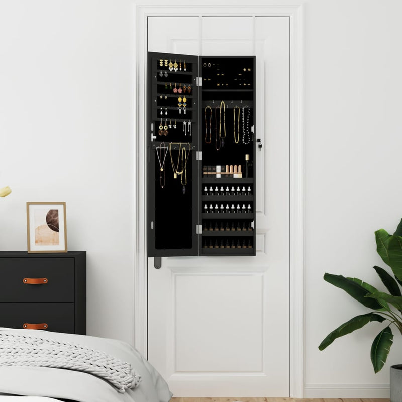 Load image into Gallery viewer, VidaXL Sieradenkast met spiegel wandgemonteerd 30x8,5x106 cm zwart