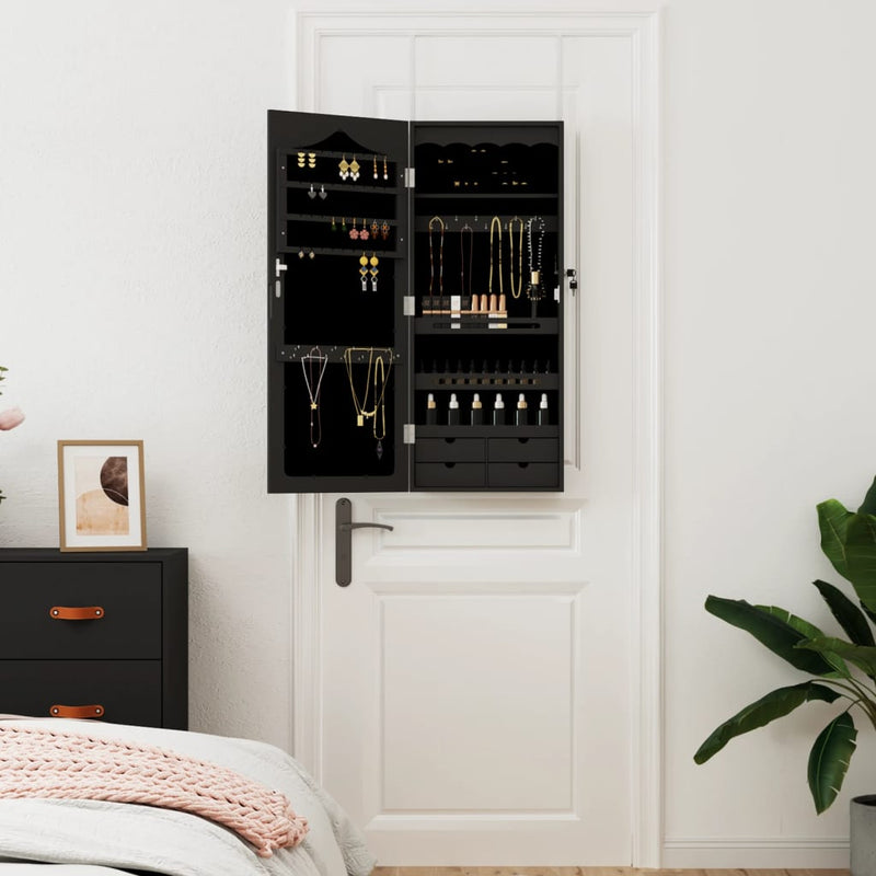 Load image into Gallery viewer, Vidaxl sieradenkast met spiegel wandgemonteerd 37,5x10x90 cm zwart