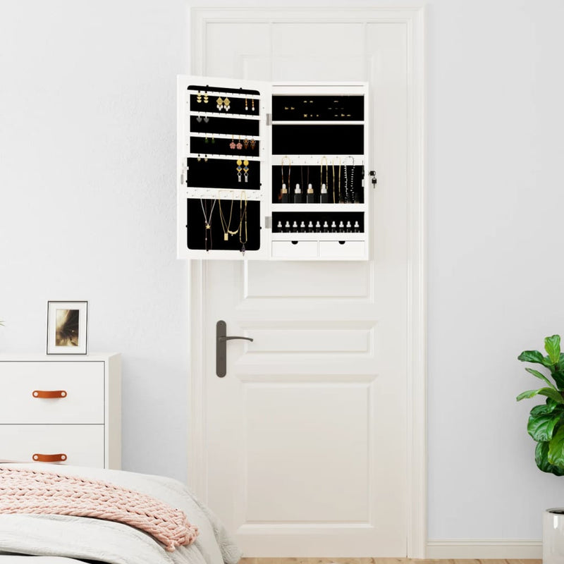 Load image into Gallery viewer, Vidaxl sieradenkast met spiegel en led wandgemonteerd wit