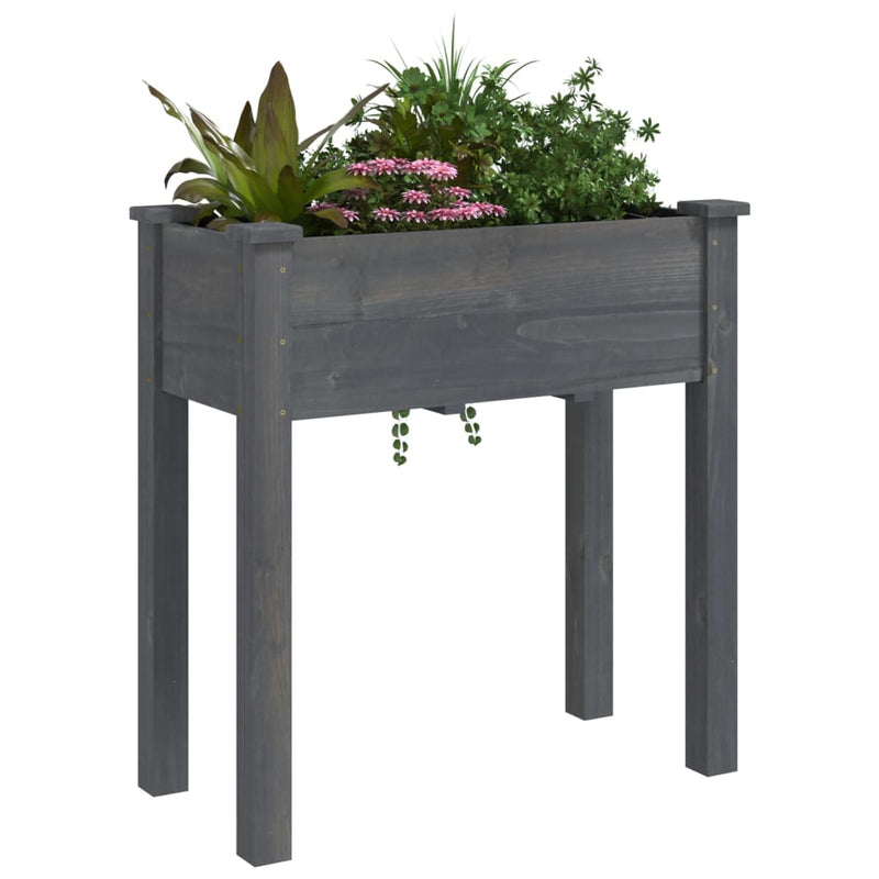 Load image into Gallery viewer, VidaXL Plantenbak met voering 71x37x76 cm massief vurenhout grijs