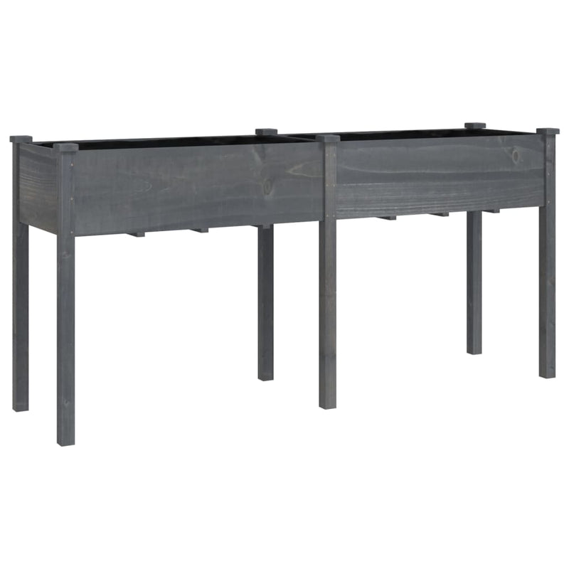 Afbeelding laden in galerijviewer, Vidaxl plantenbak met voering 161x45x76 cm massief vurenhout grijs