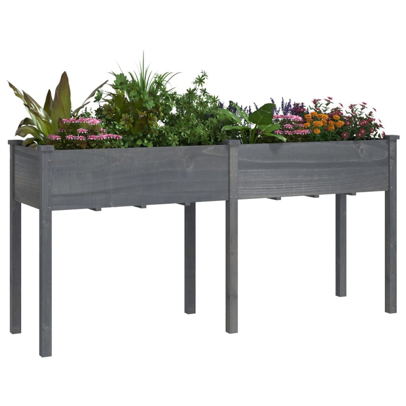 Afbeelding laden in galerijviewer, Vidaxl plantenbak met voering 161x45x76 cm massief vurenhout grijs