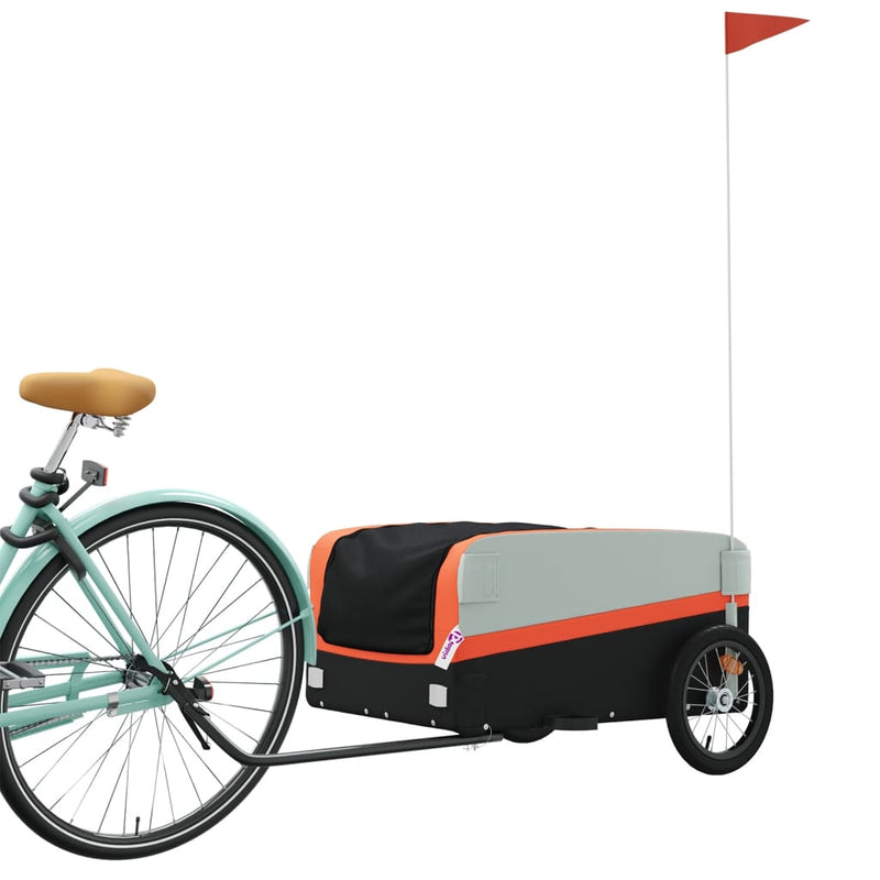 Load image into Gallery viewer, Vidaxl fietstrailer 45 kg ijzer zwart en oranje