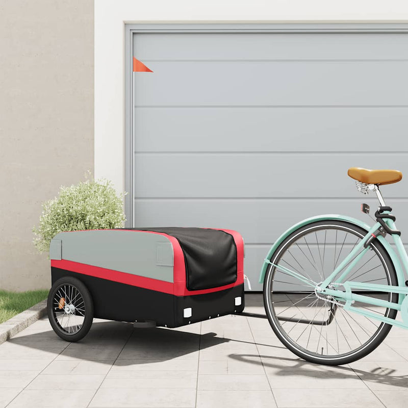 Load image into Gallery viewer, Vidaxl fietstrailer 45 kg ijzer zwart en rood