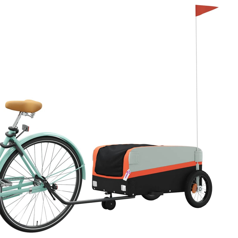 Load image into Gallery viewer, Vidaxl fietstrailer 30 kg ijzer zwart en oranje