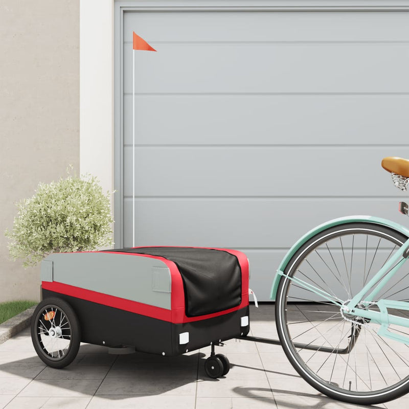 Load image into Gallery viewer, Vidaxl fietstrailer 45 kg ijzer zwart en rood