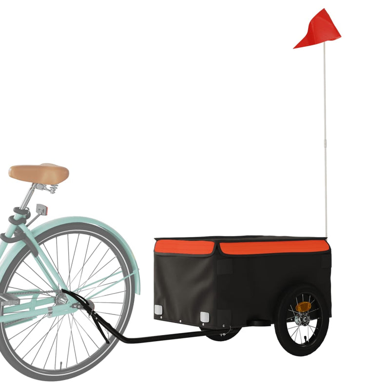 Load image into Gallery viewer, Vidaxl fietstrailer 30 kg ijzer zwart en oranje
