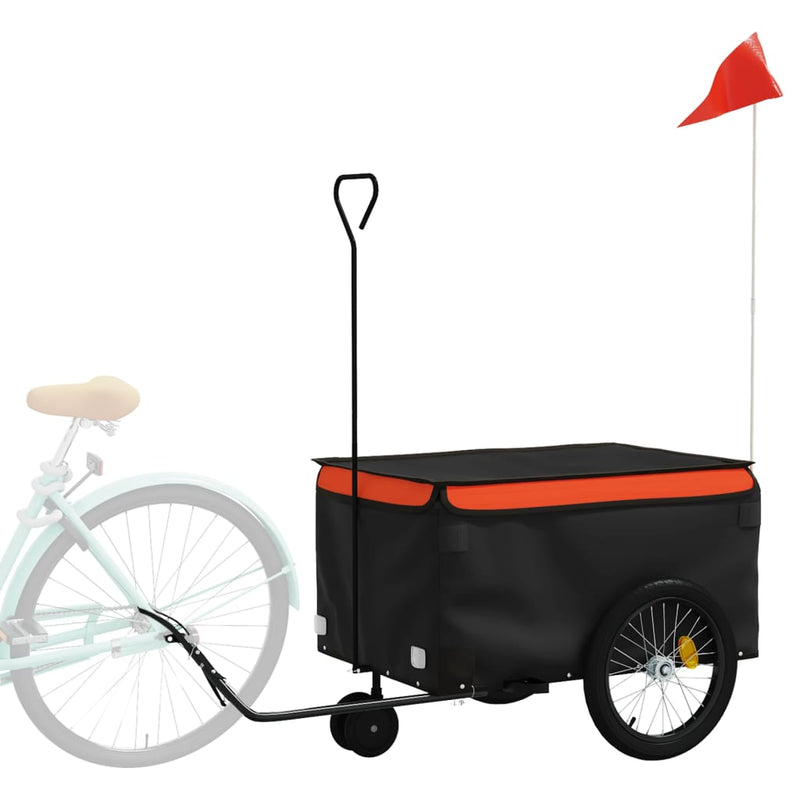 Afbeelding laden in galerijviewer, Vidaxl fietstrailer 30 kg ijzer zwart en oranje