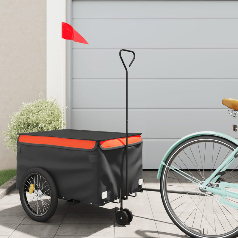 Afbeelding laden in galerijviewer, Vidaxl fietstrailer 30 kg ijzer zwart en oranje