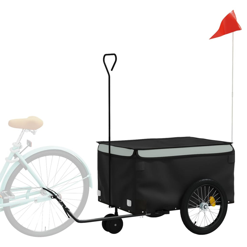 Afbeelding laden in galerijviewer, Vidaxl fietstrailer 30 kg ijzer zwart en grijs