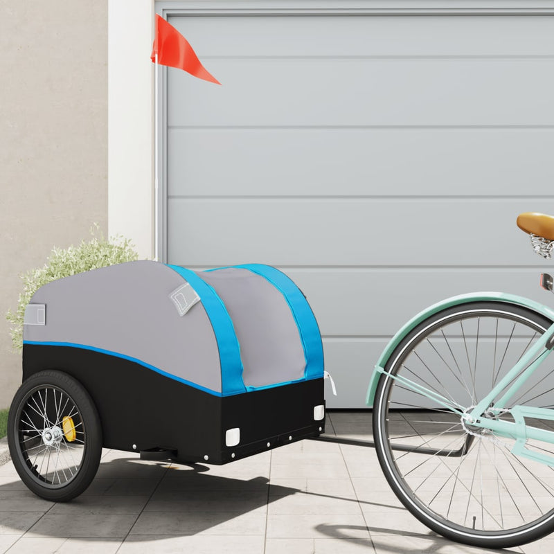 Load image into Gallery viewer, Vidaxl fietstrailer 45 kg ijzer zwart en blauw